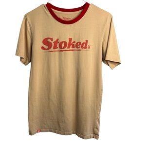 Dutch Bros NWT BRAND NEW IN PACKAGE Ringer T Cream Red LARGE STOKED SMALL DB